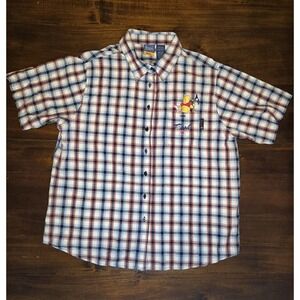 Winnie The Pooh Gingham Womens Vtg Button Shirt Size 18/20W Embroidered‎ Pocket